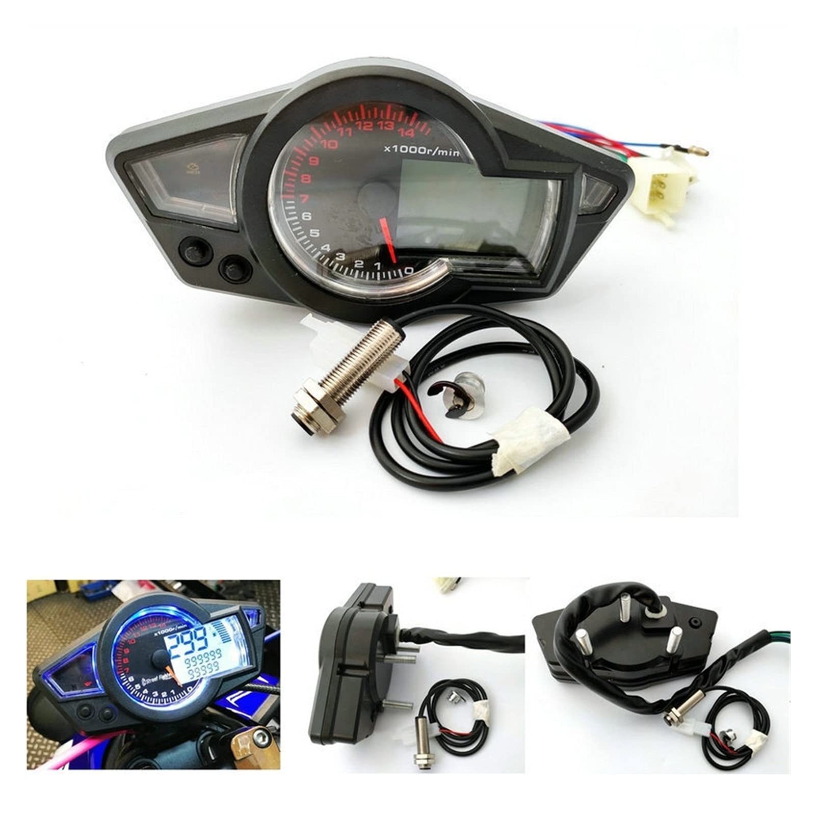 Amazon.co.jp: オートバイ LCD.デジタルスピードメータータコメータ