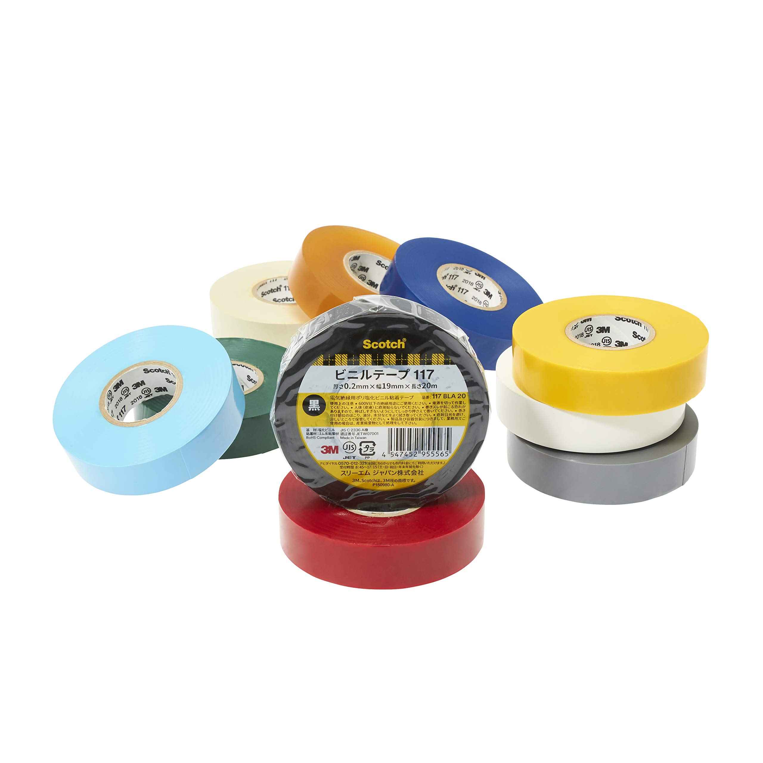 Amazon | 3M スコッチ 電気絶縁用ビニールテープ 117 白色 38mmX20m 1