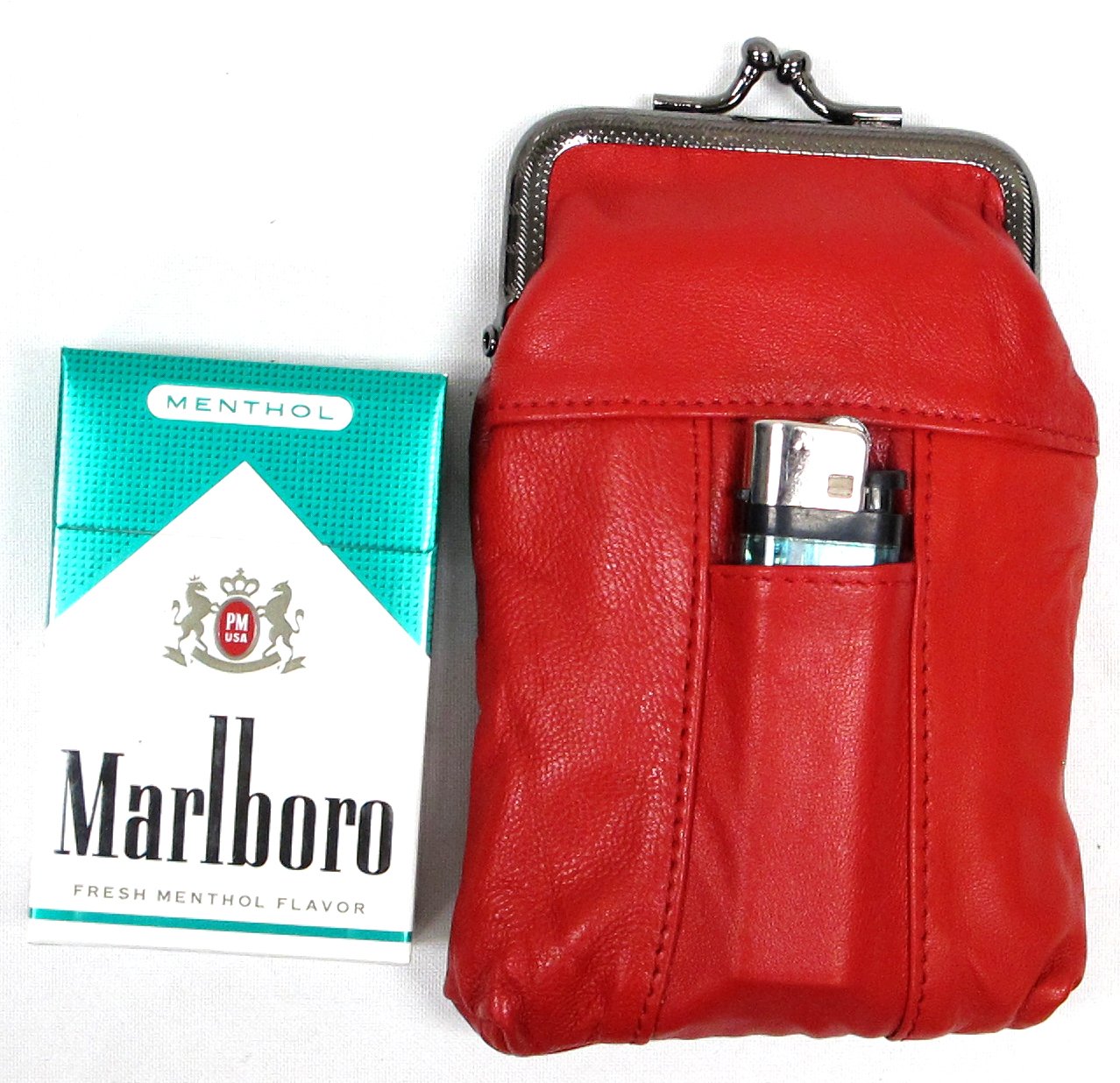 Amazon.com: 2pc Two Color Set Genuine Soft Leather Cigarette Case