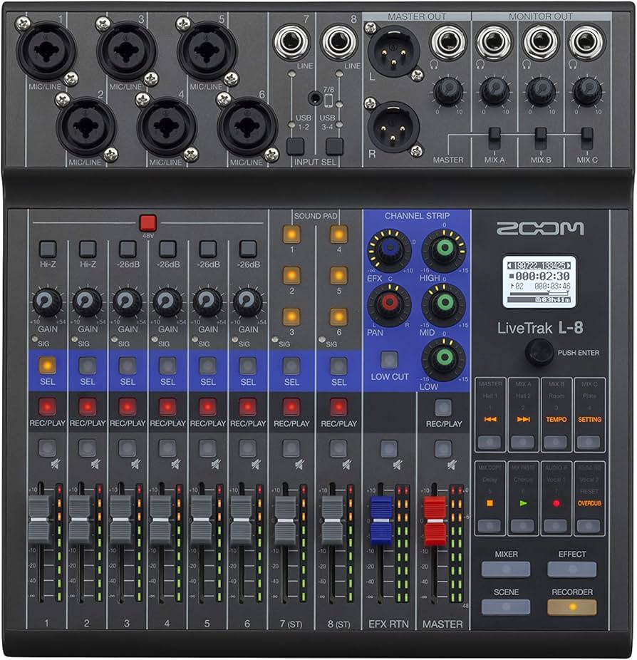 Amazon | Zoom LiveTrak L-8 Podcast Recorder, Battery Powered