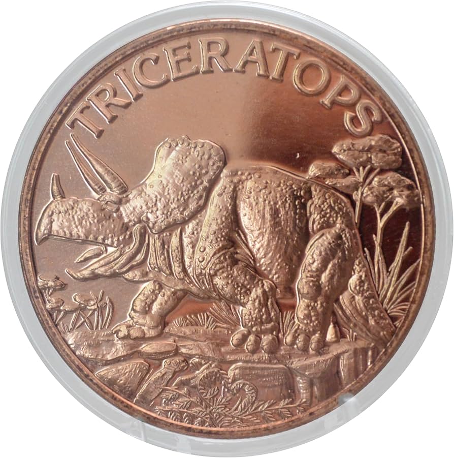 Amazon.com: Triceratops Dinosaur 1 oz Pure .999 Copper Round