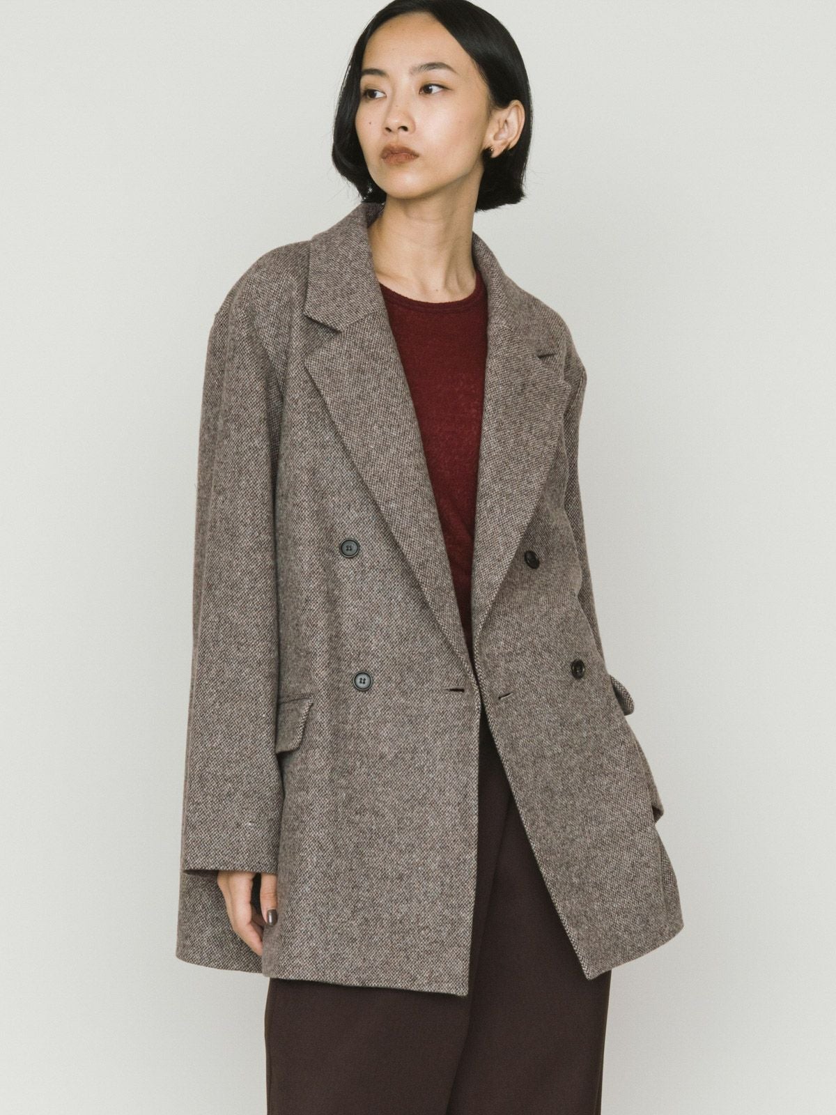 MIDIUMISOLID for Ladies ダブルブレストツイードジャケット