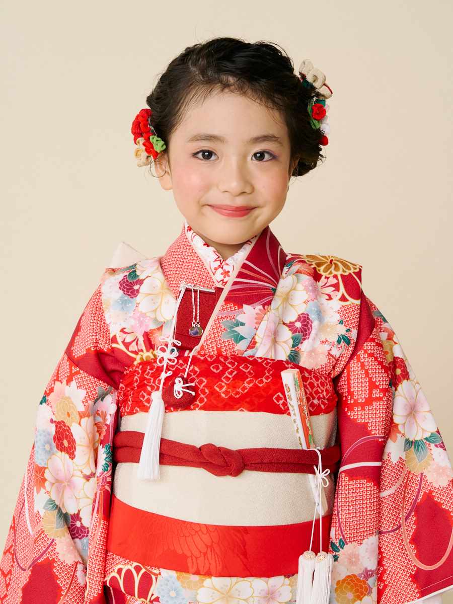 ラスト1点】【 七五三 7才 フルセット 】 くす玉(FREE レッド): ふりふ