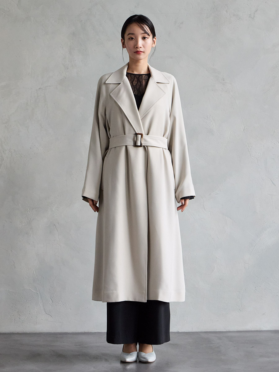 ストレッチダブルクロスラップトレンチコート(M チャコールグレー