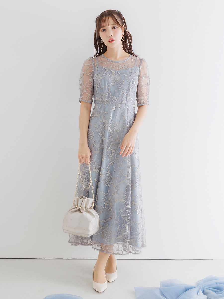 試着キャンペーン対象】ビオラモチーフスパンコール刺繍バックシャン