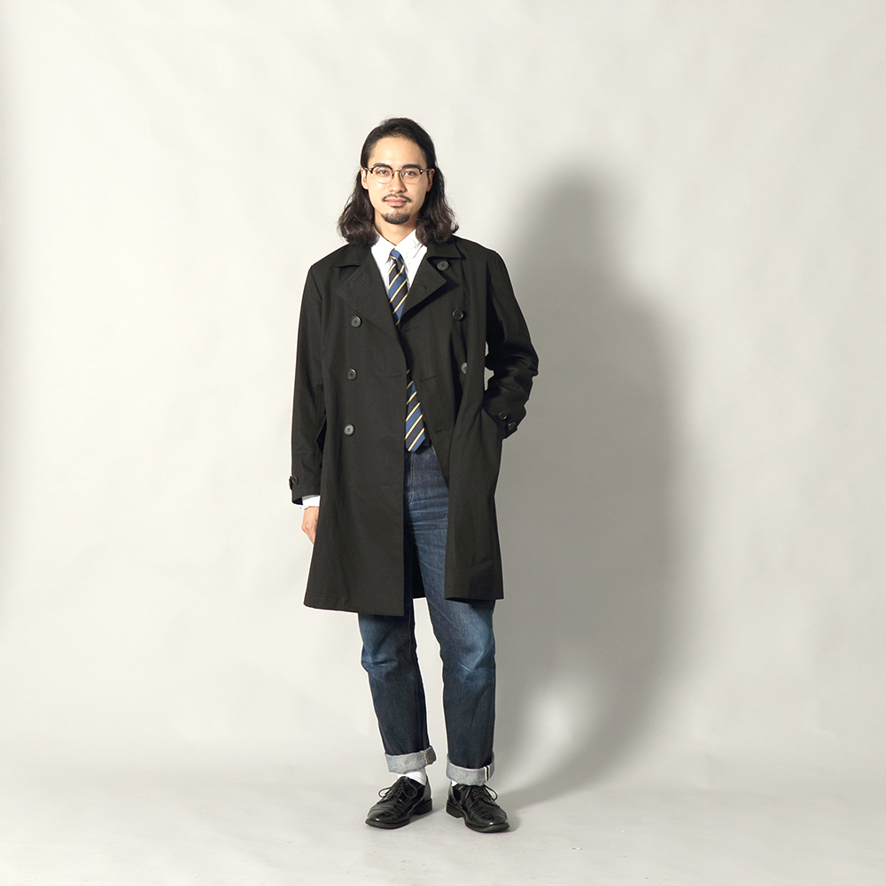 Narrow Rapel Trench Ventile (Black) | 道田又一商店