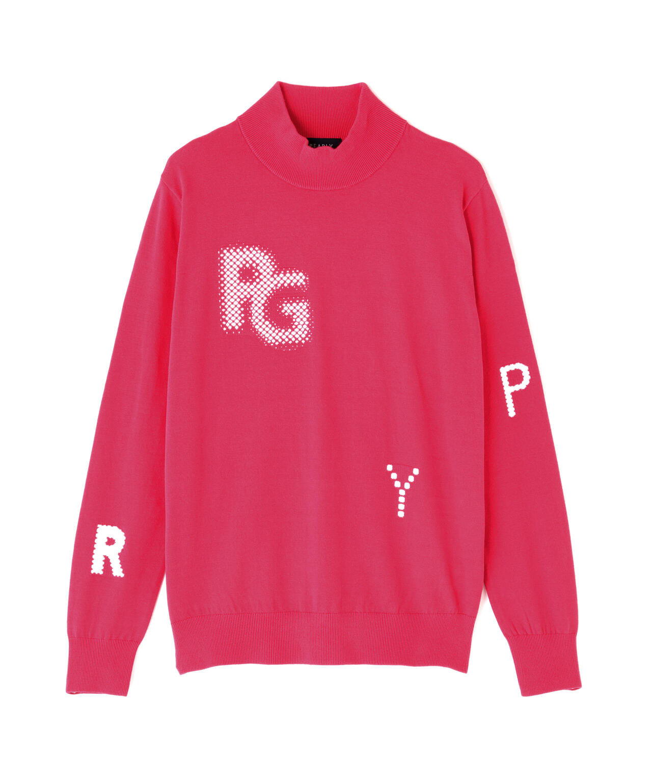 12G部分ジャガードカシミヤタッチコットンハイネックニットプル