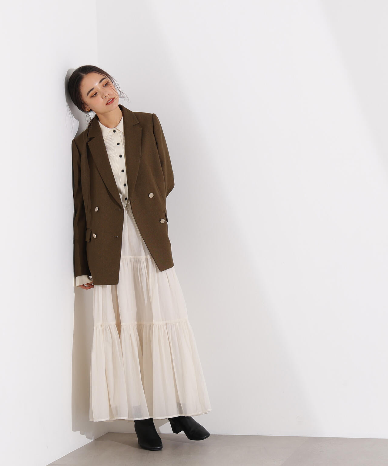 岸本セシルさん着用】ダブルブレストテーラードジャケット | N