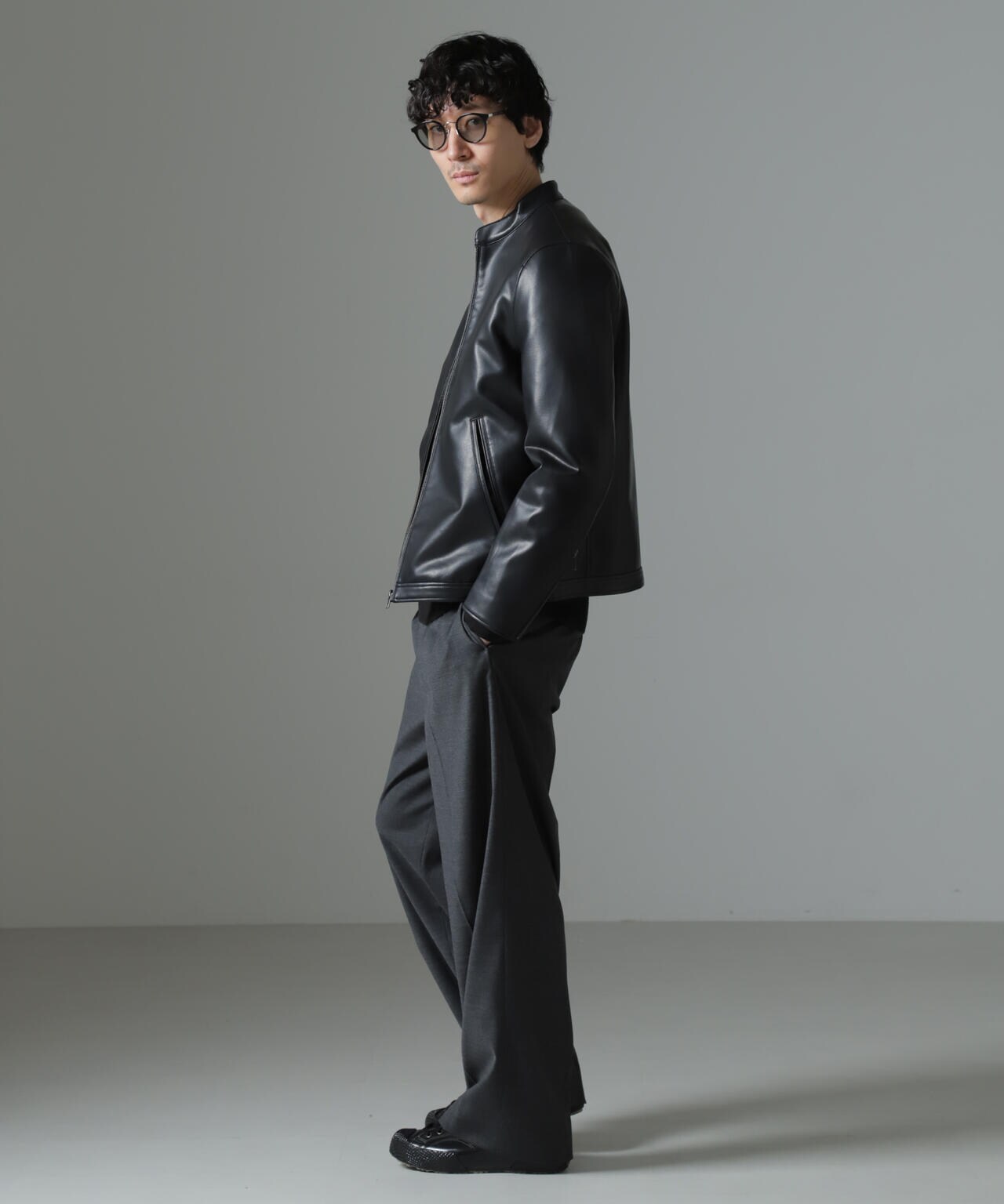 フェイクレザーシングルライダースジャケット | NANO universe（ナノ