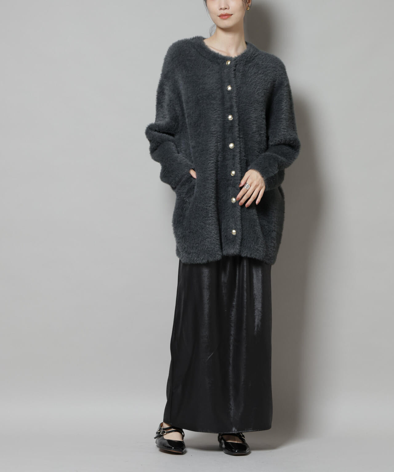 レザーライクシャイニースカート | NANO universe（ナノ・ユニバース