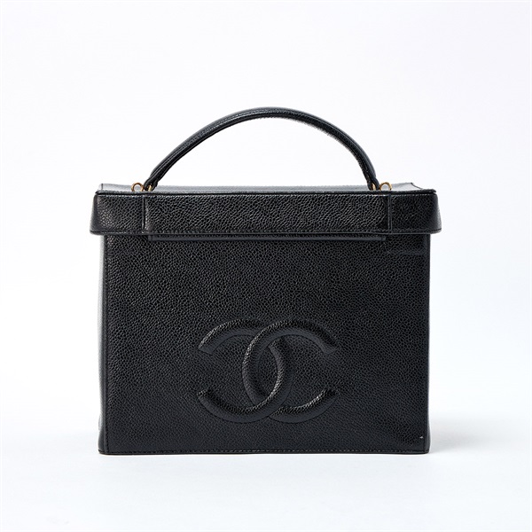 CHANEL ココマーク 1992年頃 バニティバッグ ブラック マットシルバー