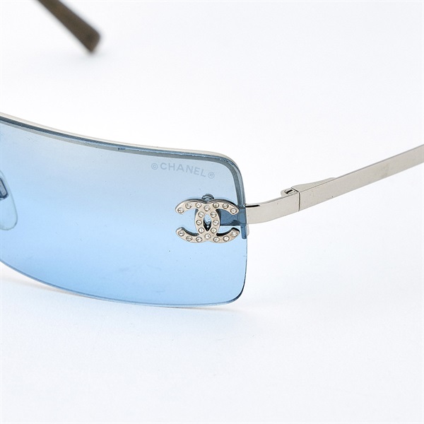 CHANEL ココマーク サングラス 62□15 120 シルバー ブルー メタル