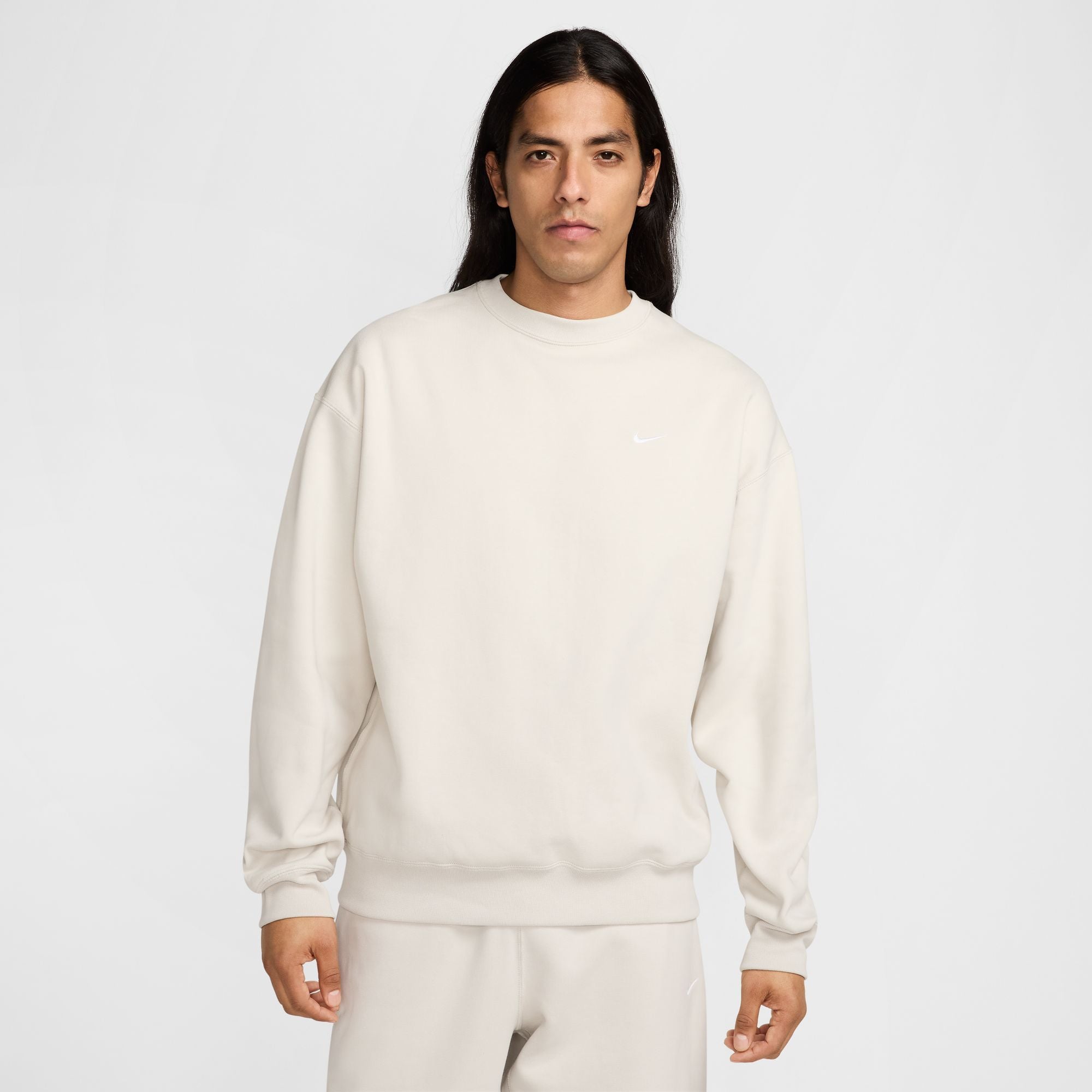 Nike Solo Swoosh Fleece Crew - Light Bone/White DX1361-072 I