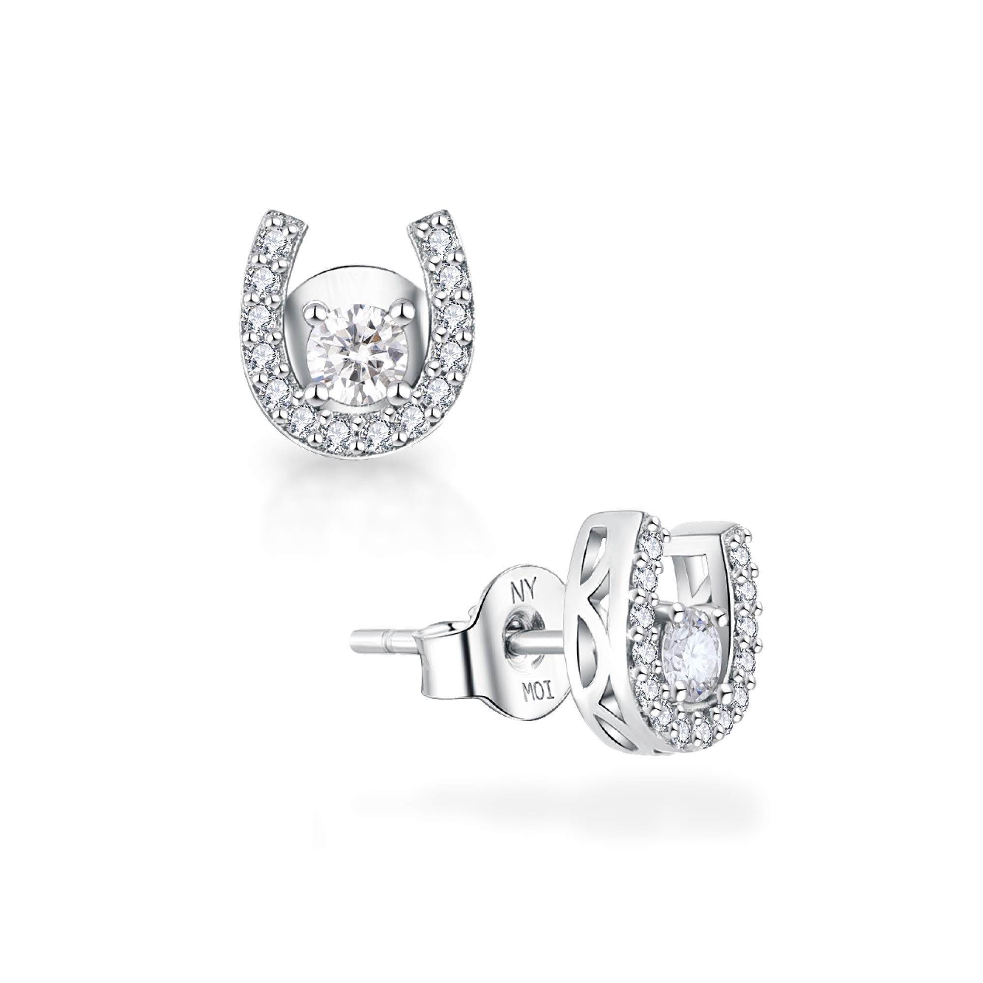 0.78ct モアサナイト ホースシュー ソリティア ピアス シルバー925