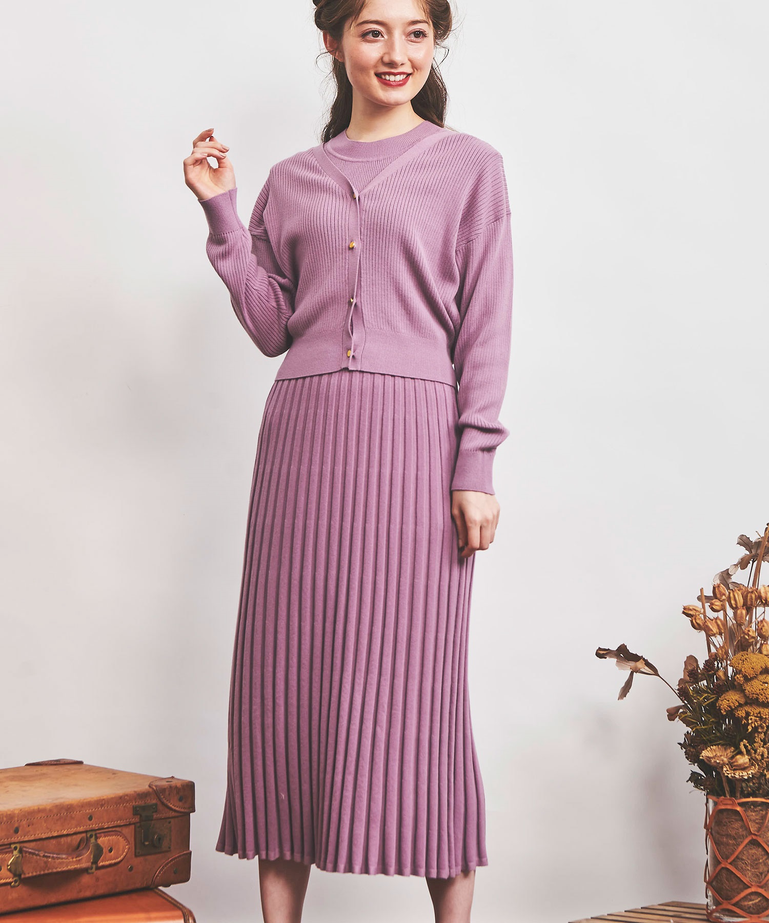 カーデセットリブニットワンピース | ニットワンピース | NOELA