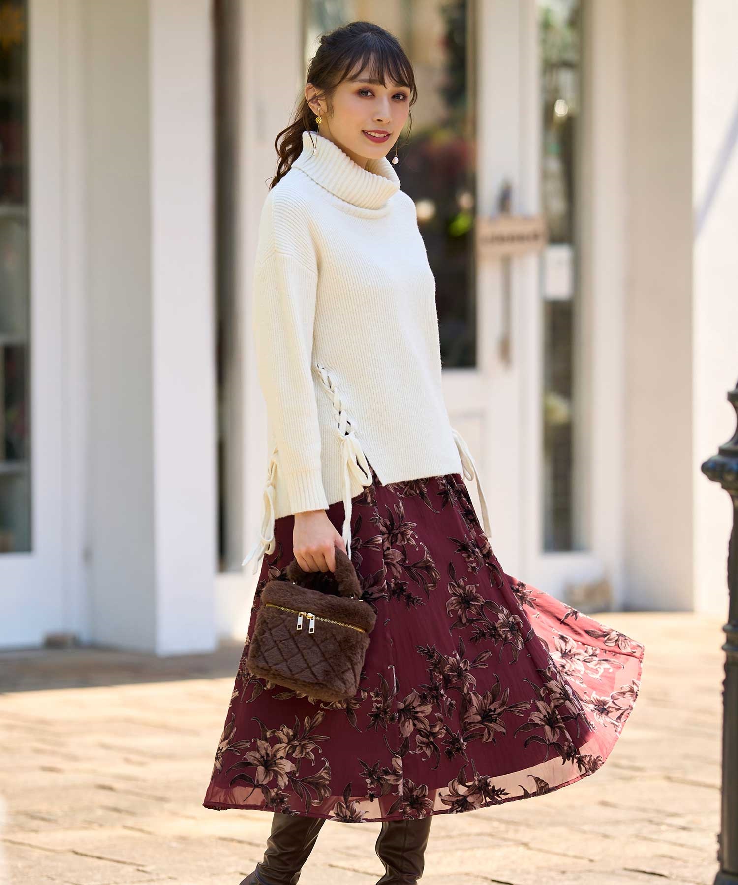 SSサイズあり】ベロアプリント花柄スカート | フレアスカート | NOELA