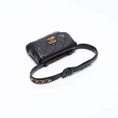 シャネル CHANEL ココマーク ラムスキン マトラッセ チェーン ベルト