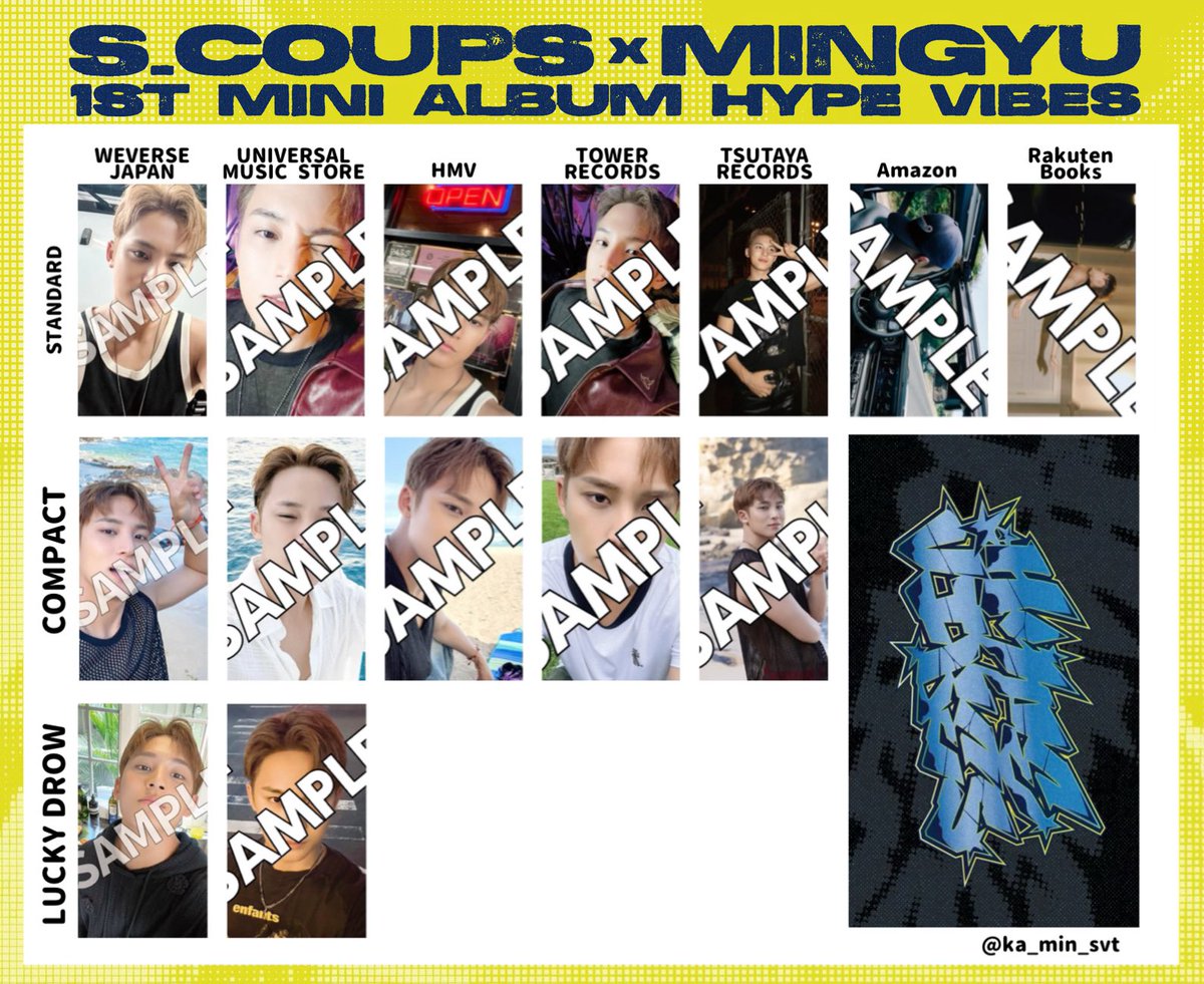 S.COUPS X MINGYU 1st Mini Album '𝙃𝙔𝙋𝙀 𝙑𝙄𝘽𝙀𝙎' トレカ一覧