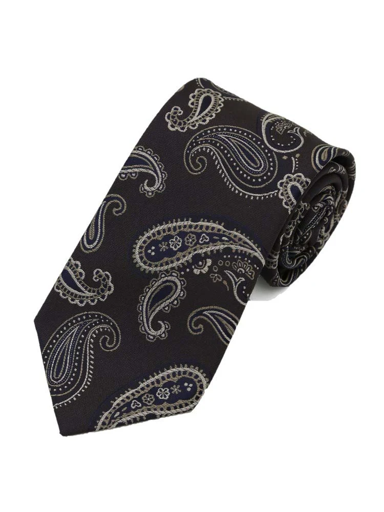 ネイビー ペイズリー柄ネクタイ グレー/ブラウン/ネイビー | P.S.FA