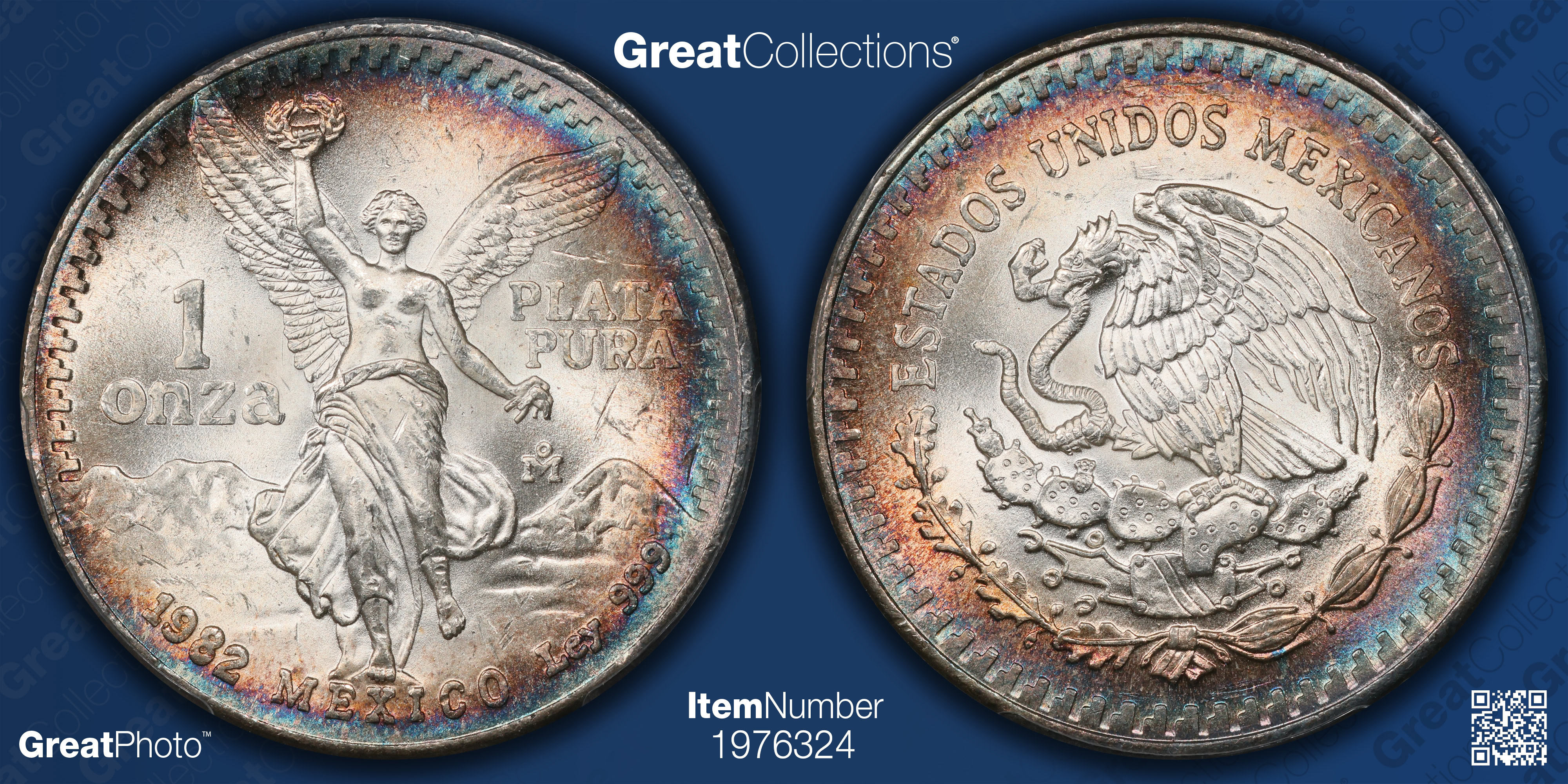 Mexico 1982-Mo Silver Onza Libertad KM-494.1 PCGS MS-65 (Toned