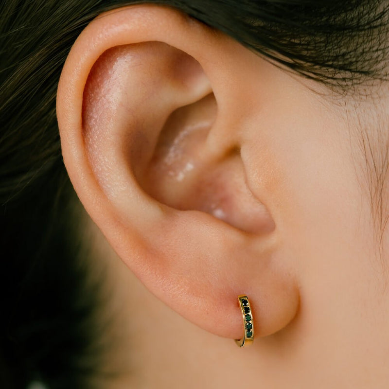 ユニセックス 片耳ピアス│K18 天然 ダイヤモンド ブラック