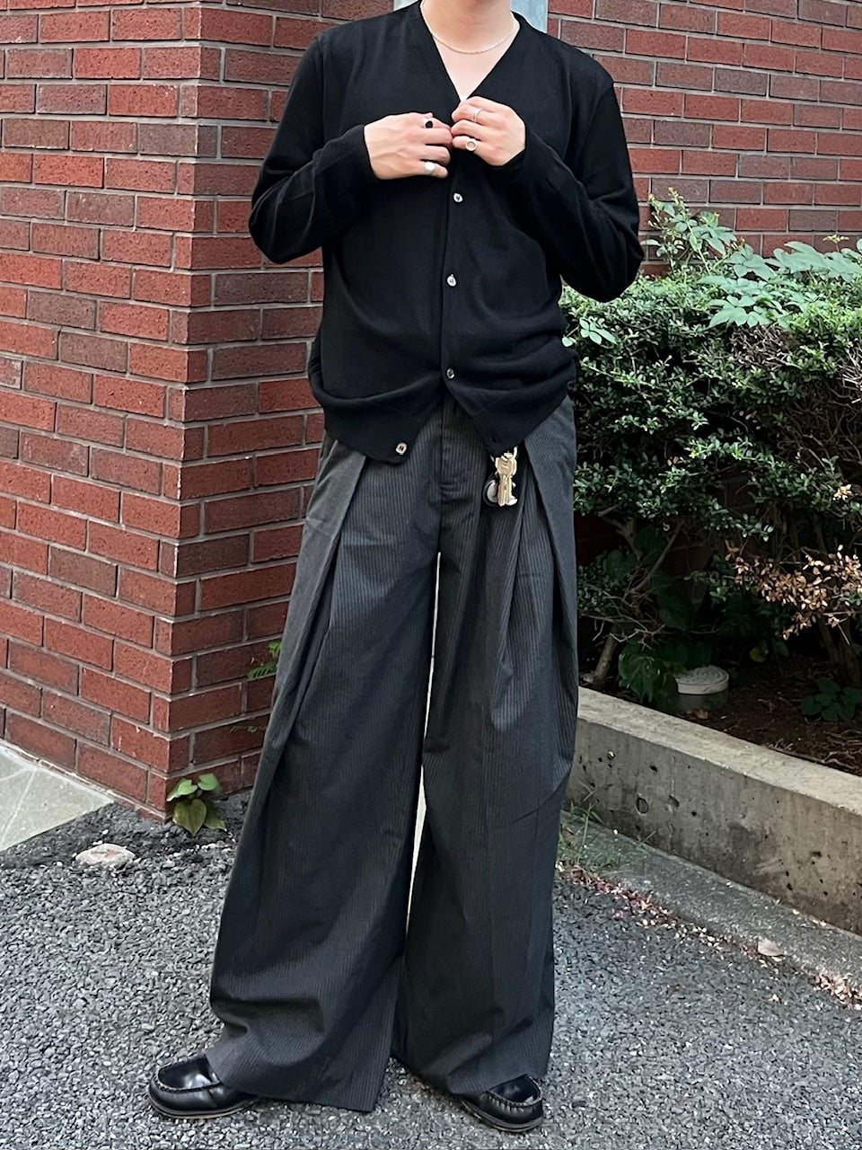 東京店WEB限定【Chikashitsu +】cropped linen knit cardigan