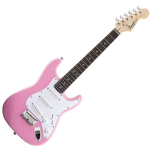 Squier by Fender Mini Stratocaster Guitarra, Rosa - Como Novo na