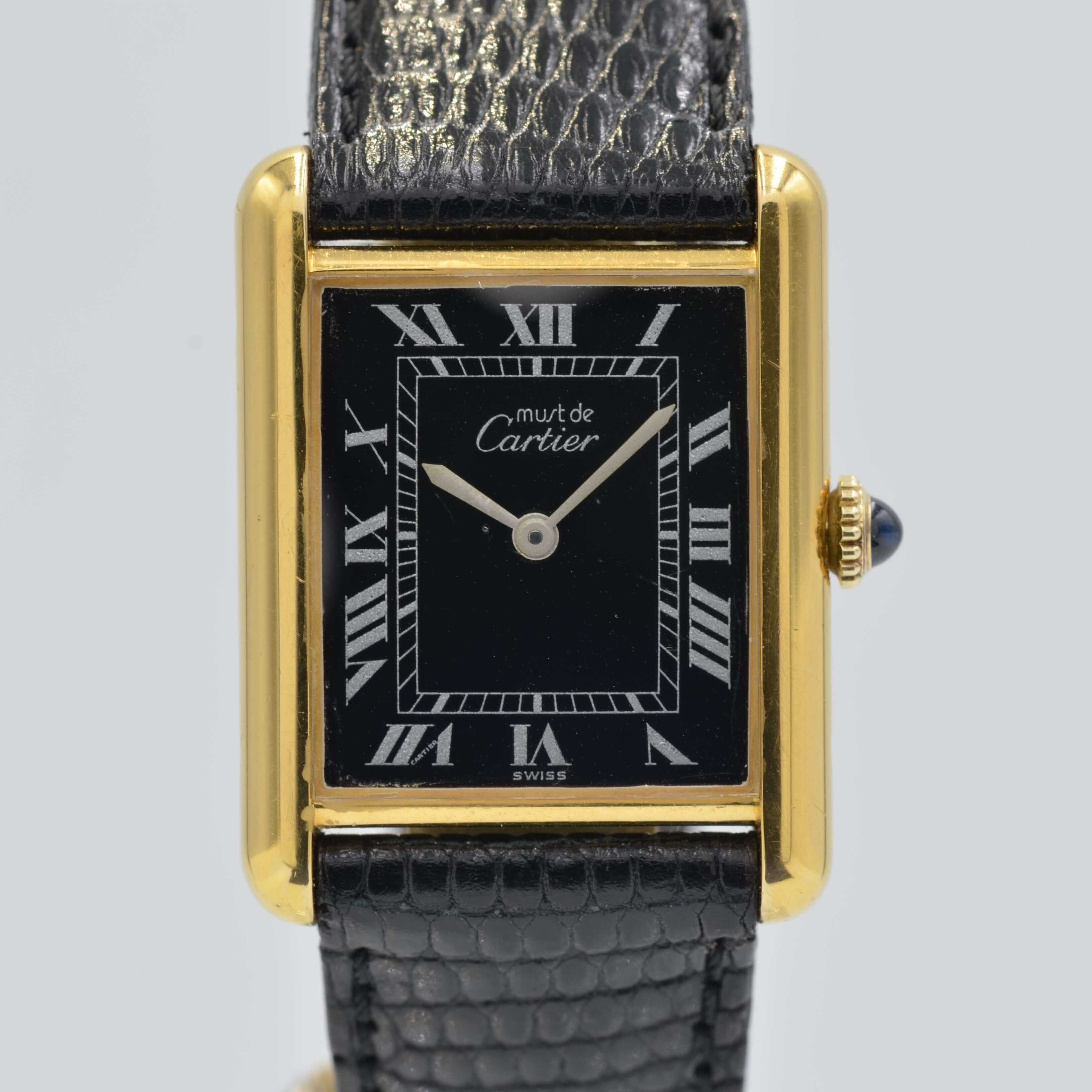 Cartier】カルティエマストタンク LM手巻きブラックローマ 付属品付き