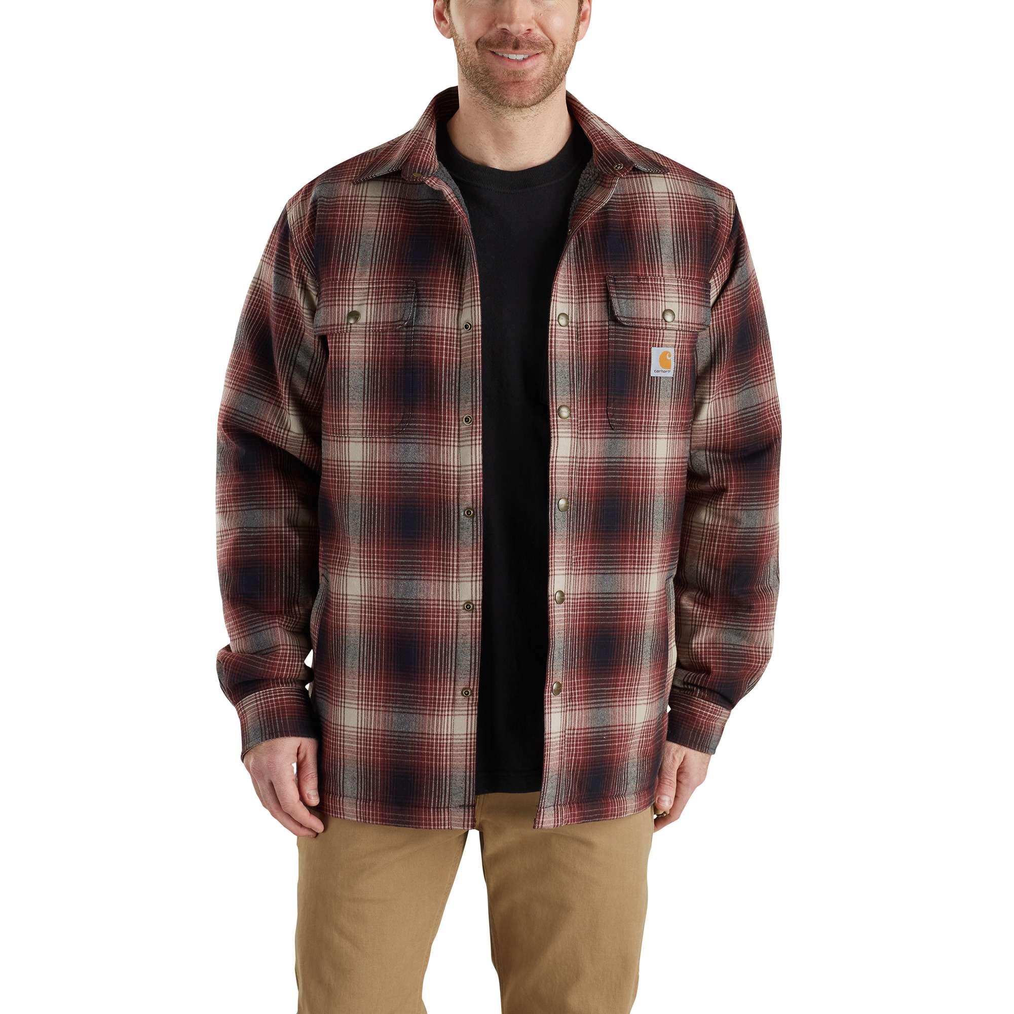 Hubbard Sherpa-Lined Plaid Flannel Shirt Jac | Carhartt Reworked