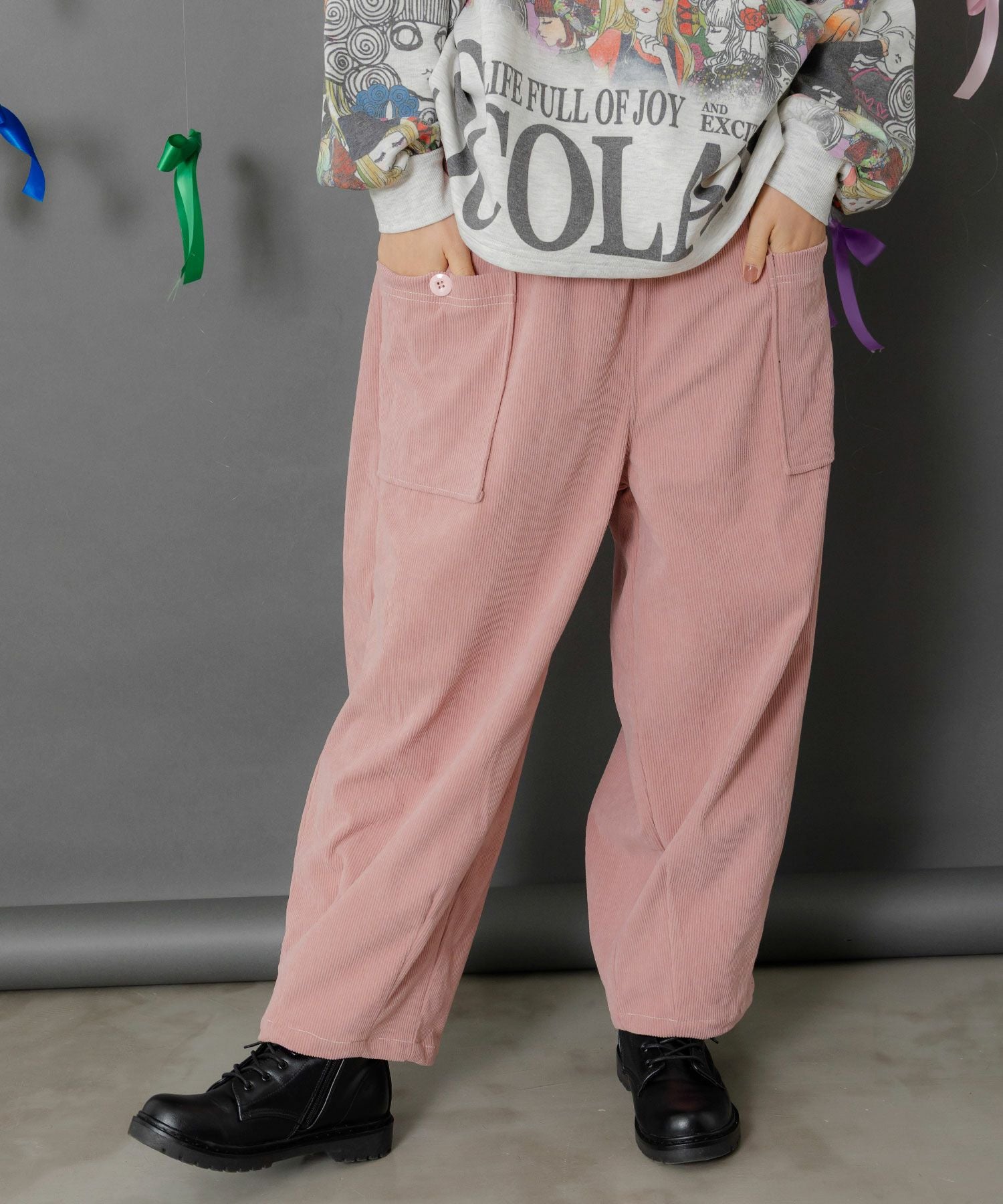 153754：スカラーちゃんネーム ボタンポケットコーデュロイパンツの