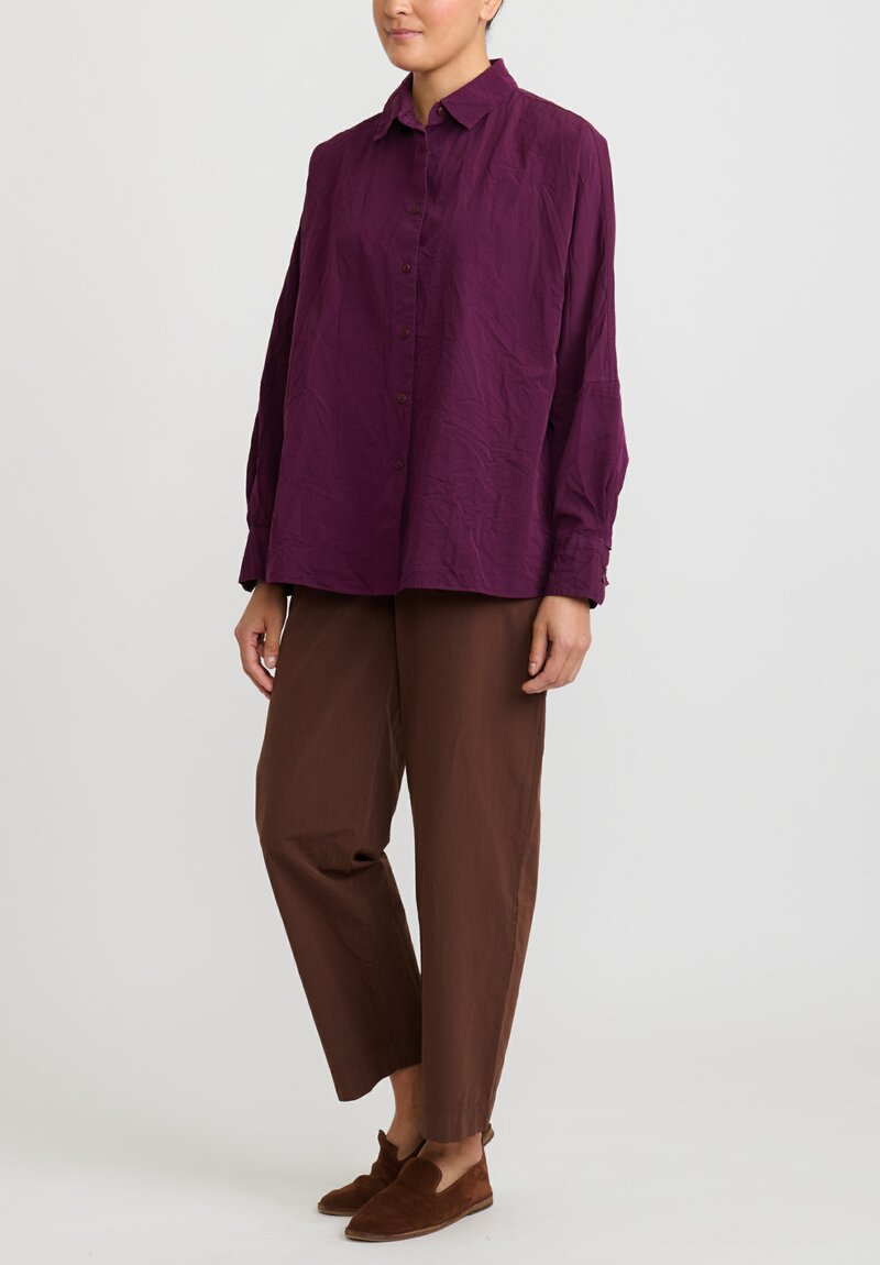 Casey Casey Paper Cotton Long Sleeve ''Waga'' Shirt in Blackberry
