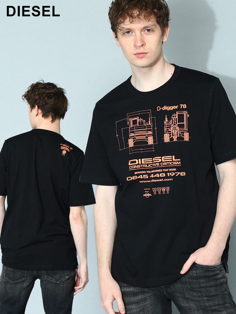 DIESEL (ディーゼル) プリント クルーネック 半袖 Tシャツ T-Just