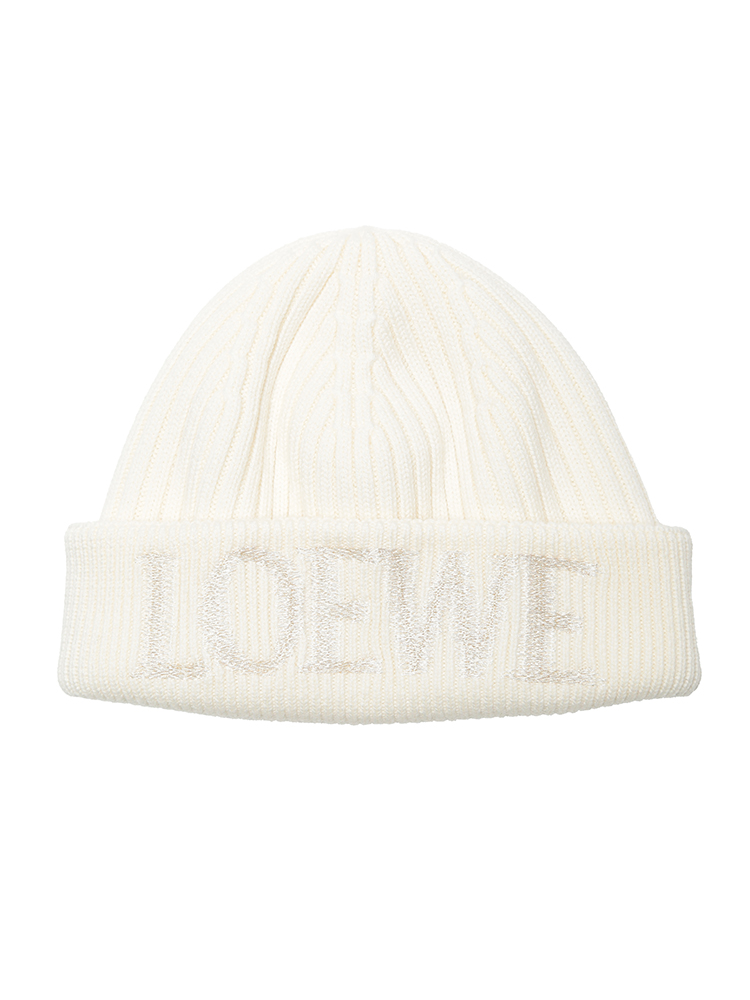 LOEWE (ロエベ) ロゴ ウール リブ ニットキャップ LELF540257X23