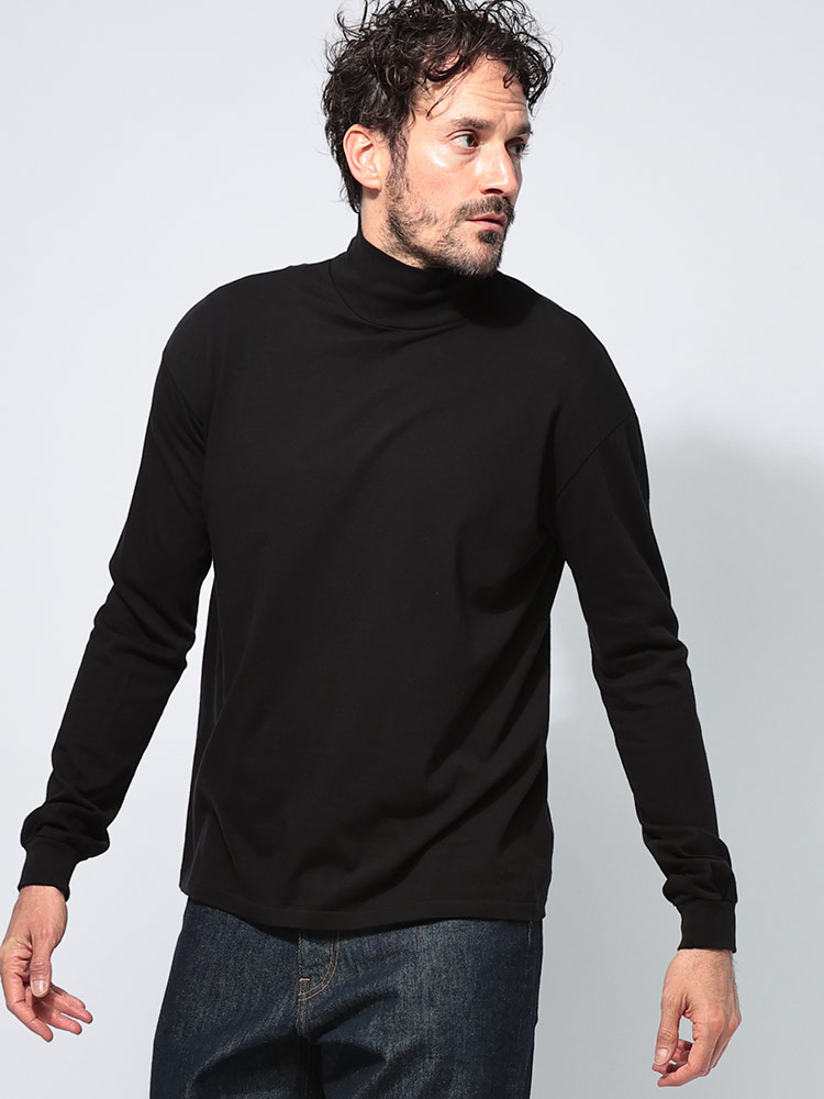 AURALEE (オーラリー) コットン 無地 ハイネック 長袖 Tシャツ