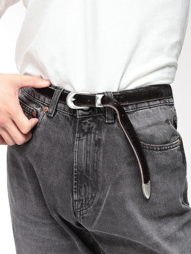 OUR LEGACY (アワーレガシー) カーフヘアー レザー ナロー ベルト Hair