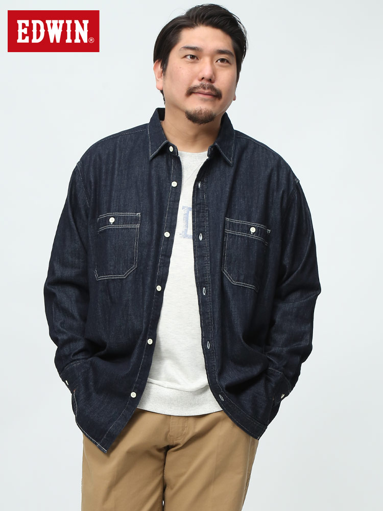 EDWIN エドウィン ワークシャツ インディゴブルー デニムシャツ デニム