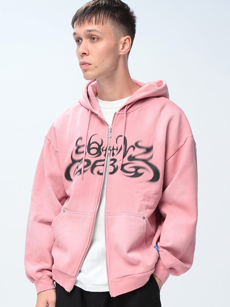 SEQUENZ (シークエンズ) フロントプリント フルジップ パーカー メンズ