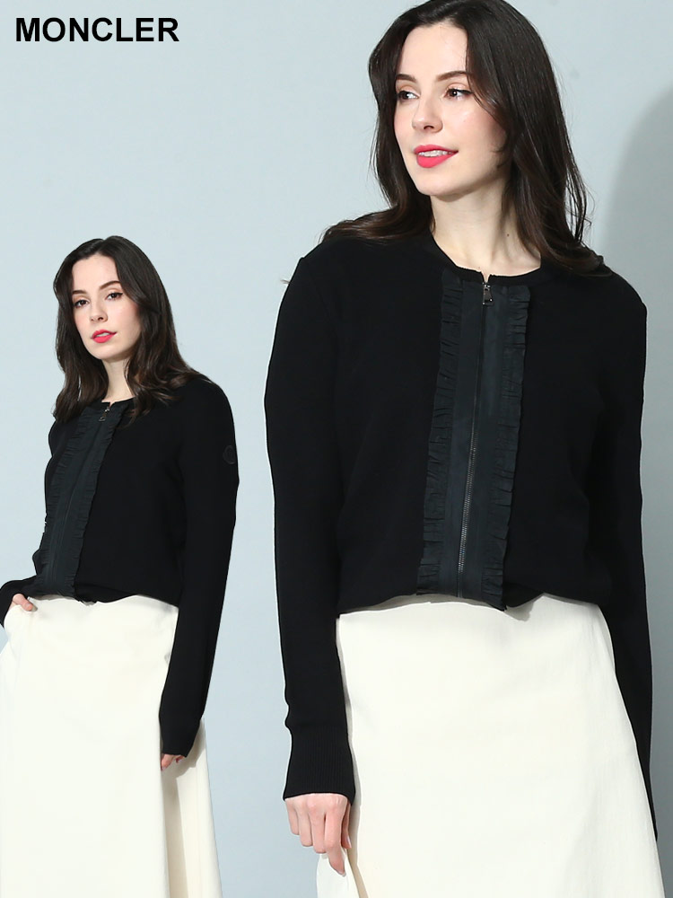 MONCLER (モンクレール) ダブルジップ フリル ニットカーディガン