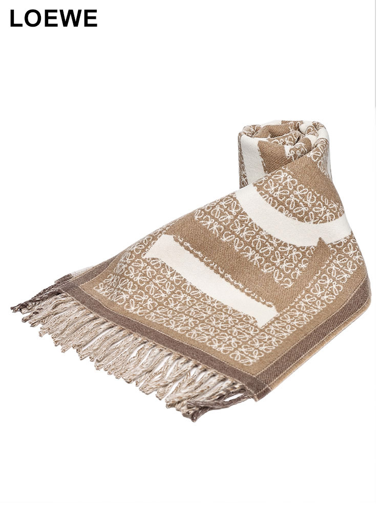 LOEWE (ロエベ) カシミヤ混 総柄 マフラー LELF606257X51 メンズ