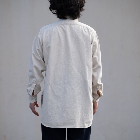 Band Collar Shirt Cotton Linen off white – BONCOURA Official