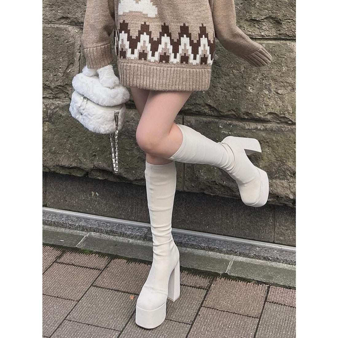 ダーリッチ Darich ウルトラストレッチロングブーツ （アイボリー