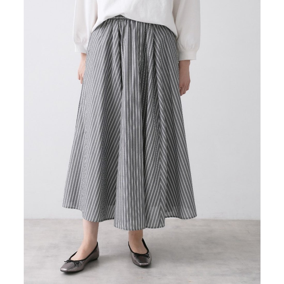 コムデギャルソンオムプリュス グレー プリーツスカート ストライプ柄