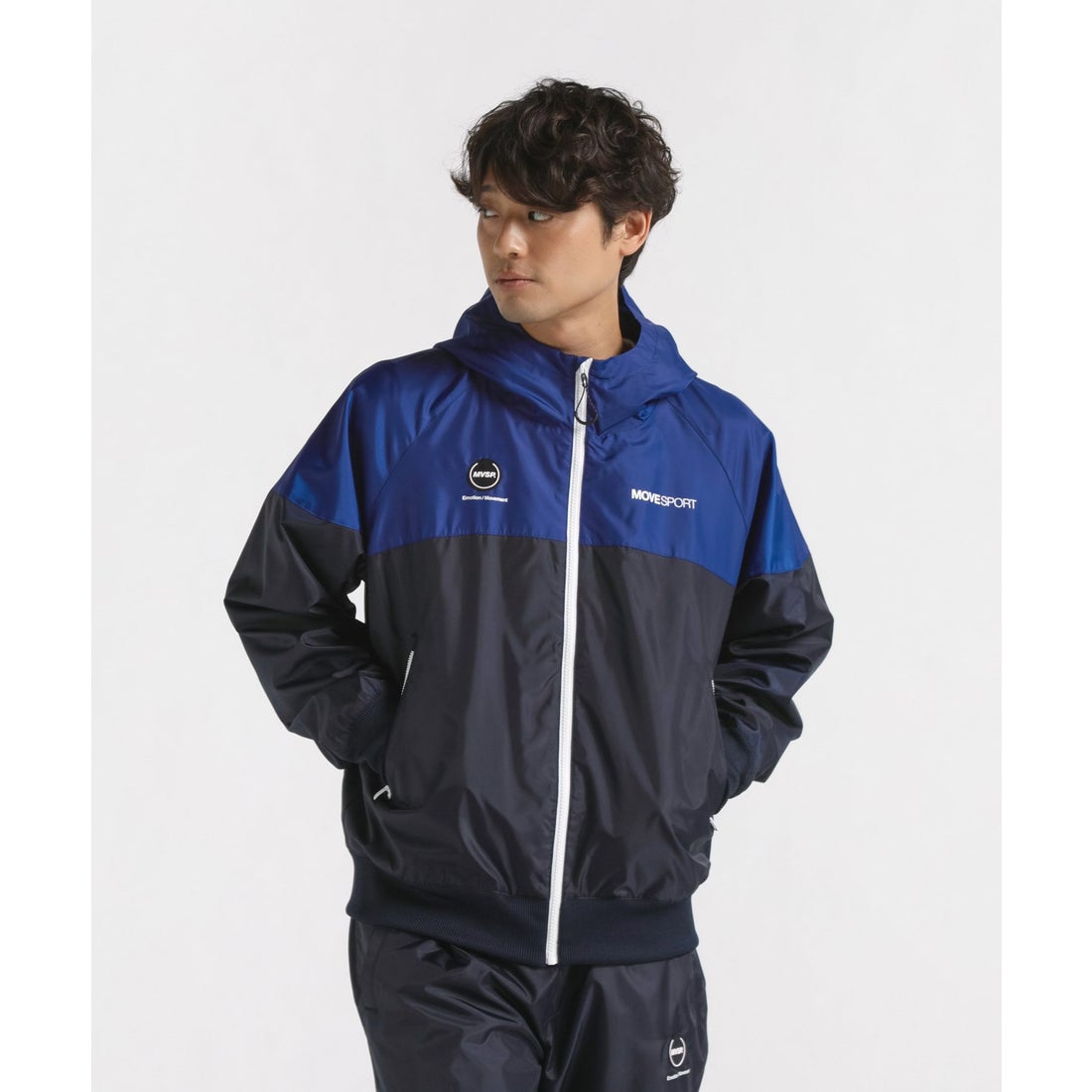 MoveSport 裏メッシュ バイカラー ウィンドブレーカー フーディー