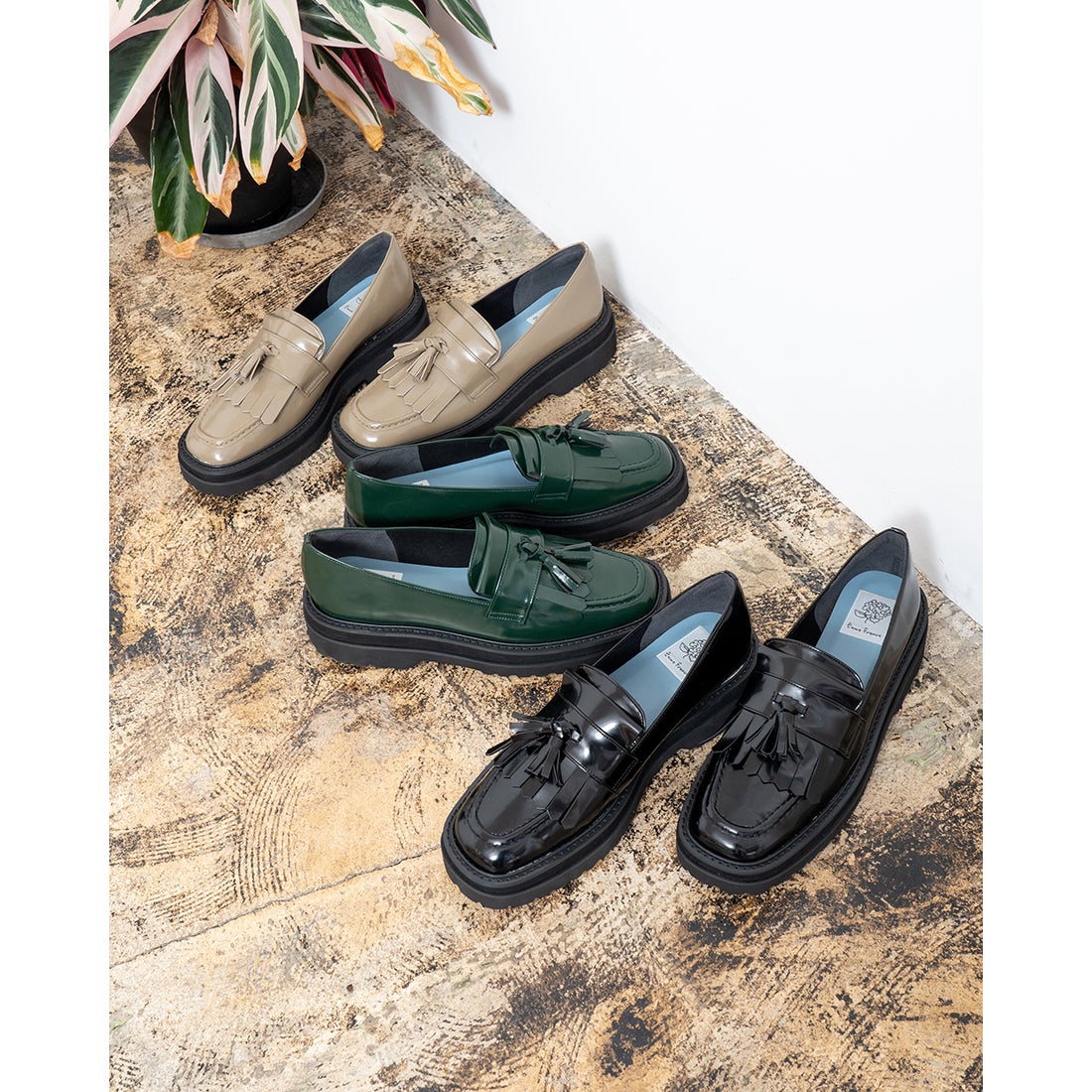 レイン対応】ボリュームソール フリンジ ローファー