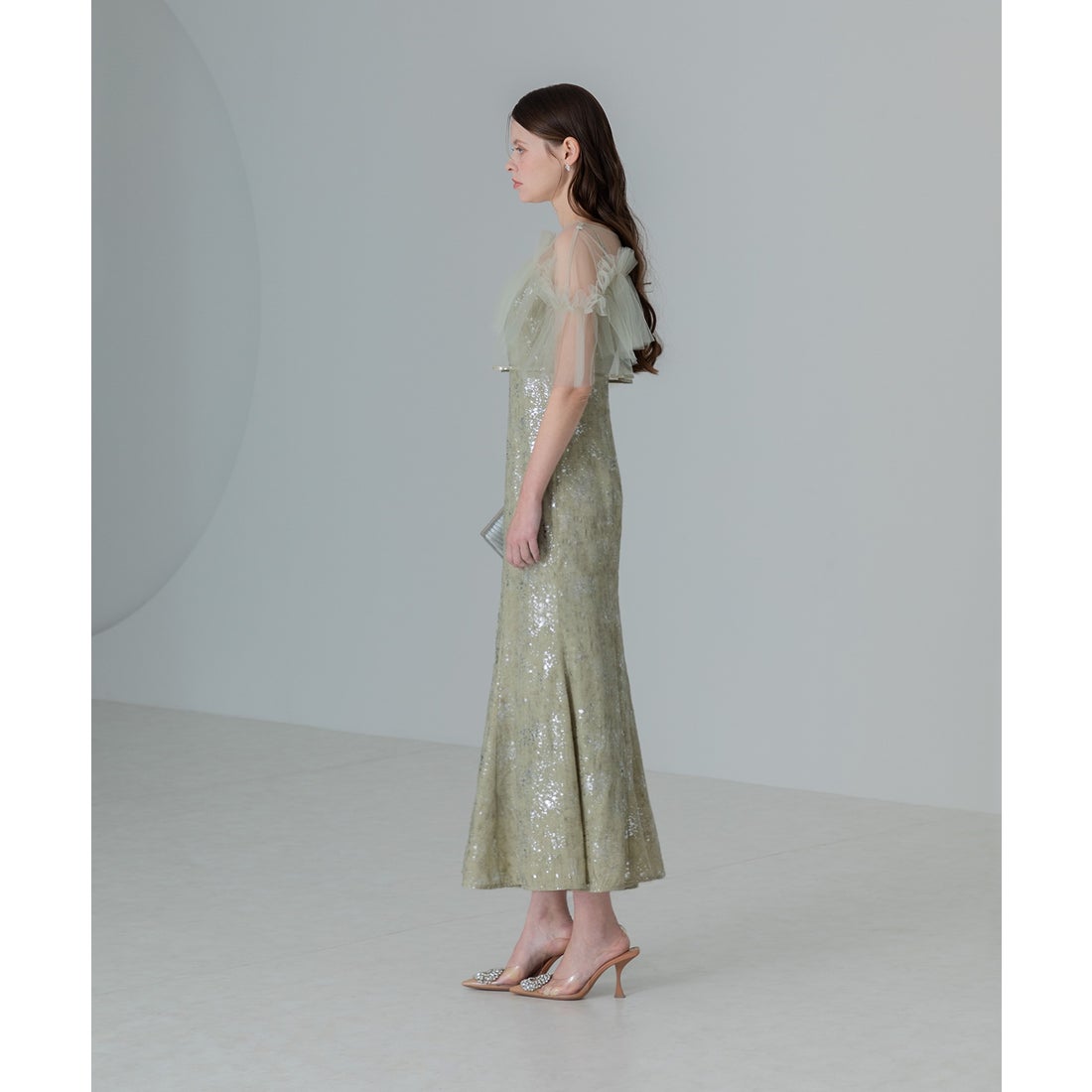 レジャ Leja チュールフリルボレロペイントマーメイドドレスワンピース