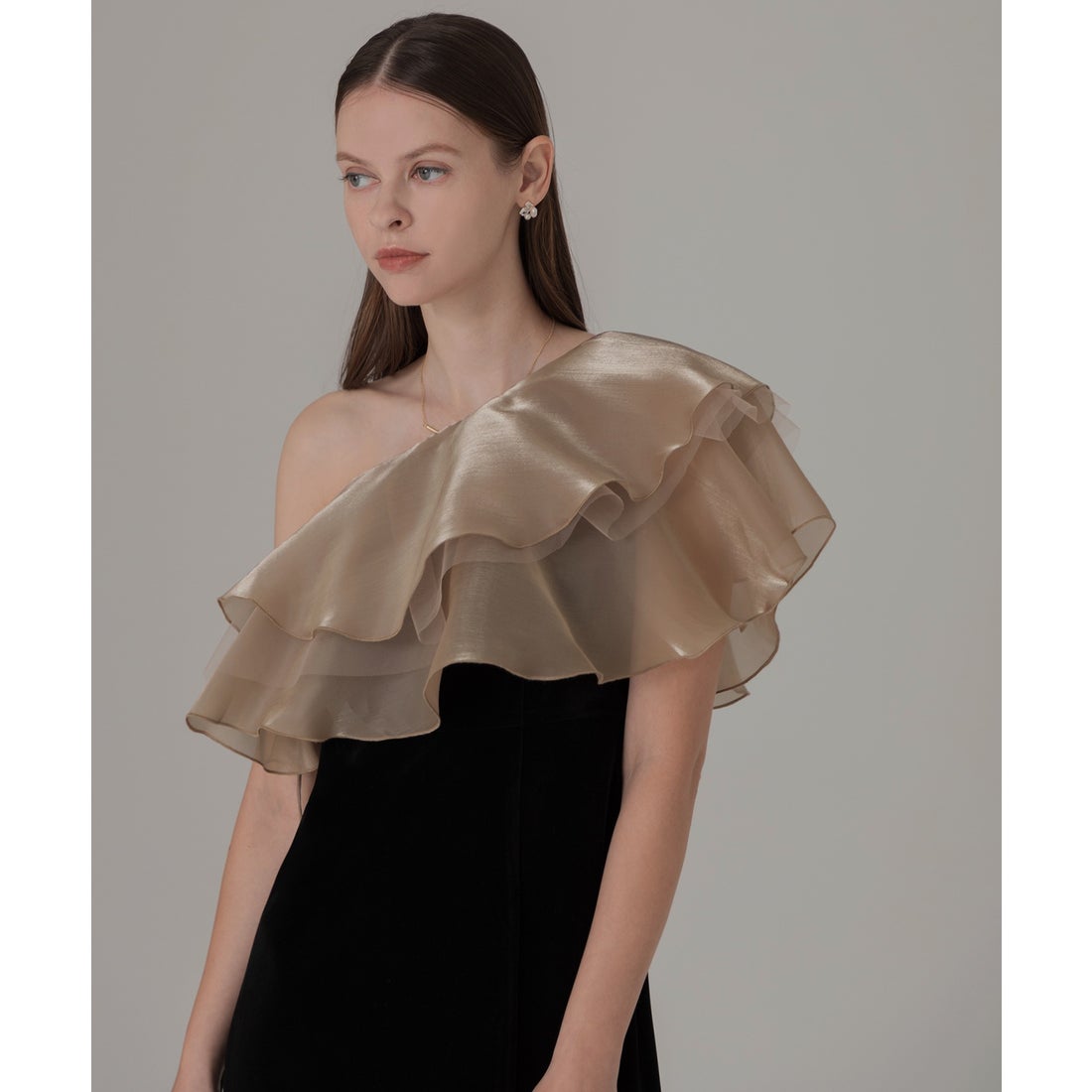 レジャ Leja アシンメトリーティアードフリル3WAYベロアIラインドレス