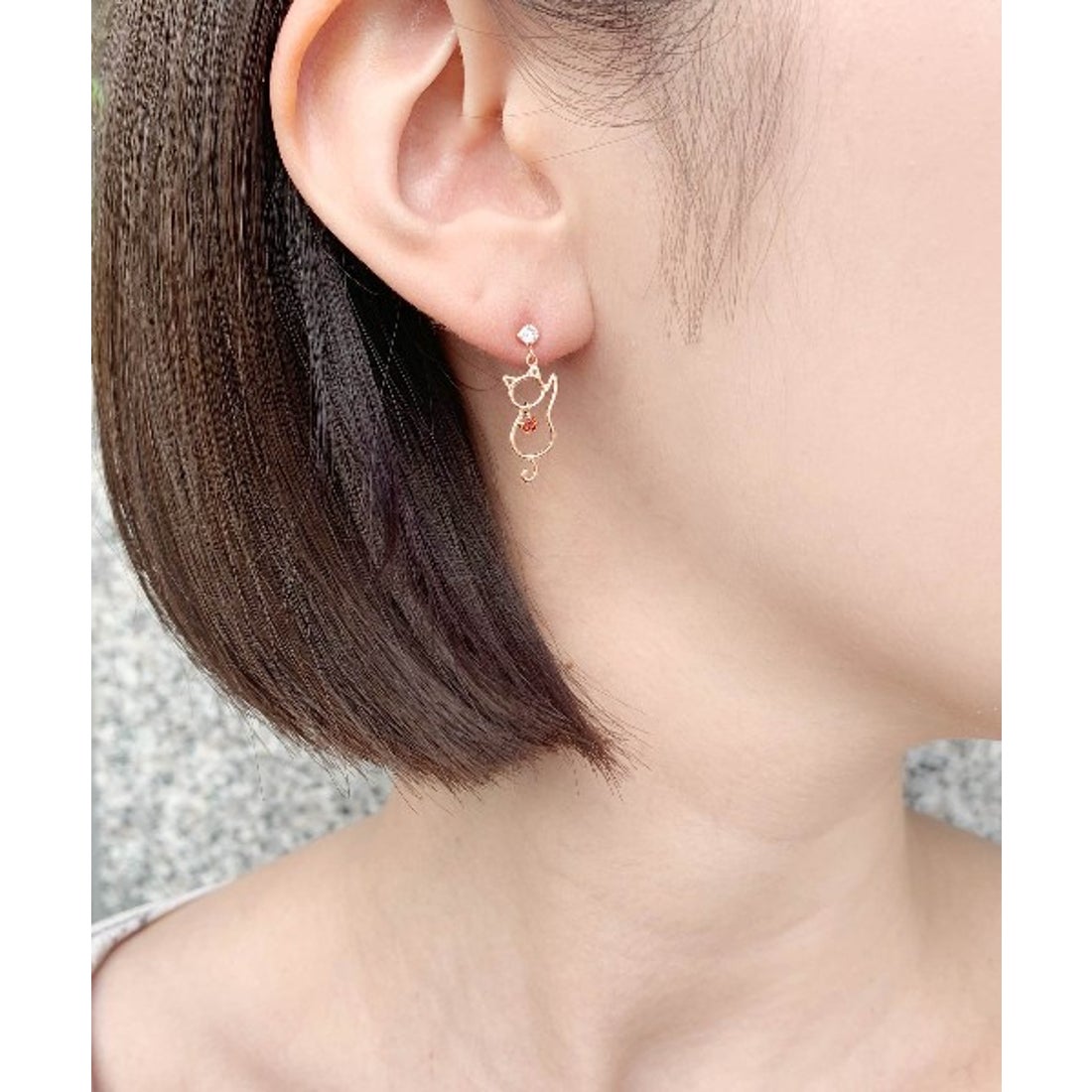 テイクアップ TAKE-UP K18・K10ガーネットネコスイングピアス（PG