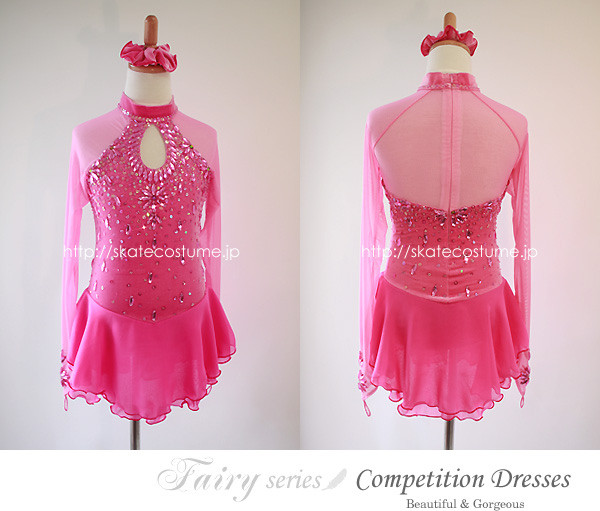 フィギュアスケート衣装 FRY-37ピンク スケートコスチュームDD