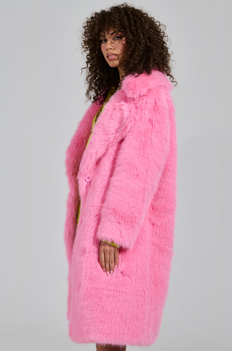 LENOX FAUX FUR TRENCH IN PINK – AKIRA
