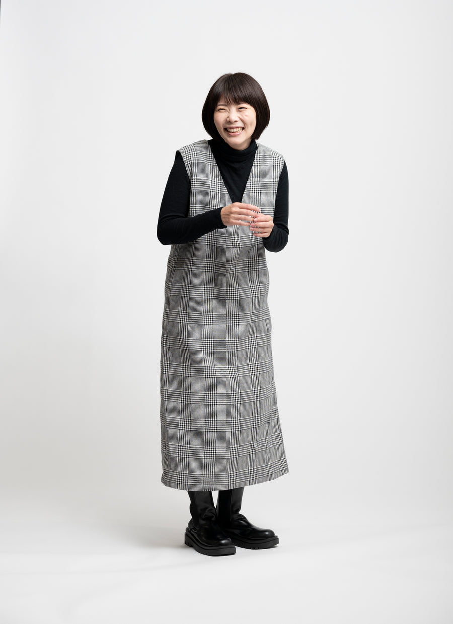 グレンチェックVネックワンピース｜ao 公式オンラインショップ – ao